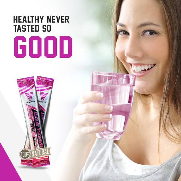 Valentus Prevail Natural Immune Boost: 100% Pure Ingredients Fruit Flavored Powder Drink Mix | 24 Sachets (9g Each)