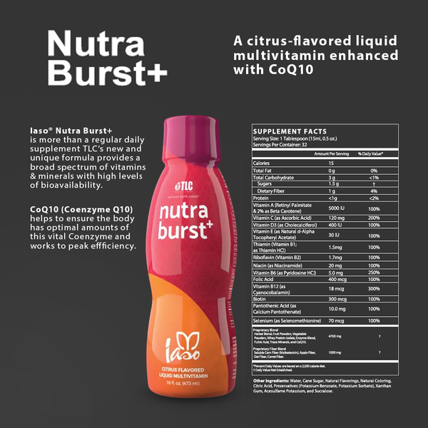 TLC IASO Nutra Burst+ Multivitamin Liquid Citrus Flavored 32 Servings 16 Fl Oz | 470ml