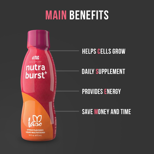 TLC IASO Nutra Burst+ Multivitamin Liquid Citrus Flavored 32 Servings 16 Fl Oz | 470ml