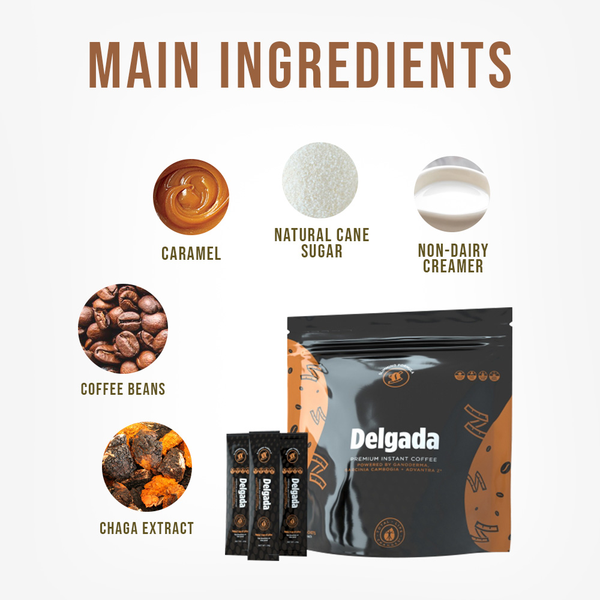 Iaso Cafe Delgada Red Reishi Mushroom Natural Coffee, 28 Sachets - 2.8 g Each - 10 Calories Per Cup