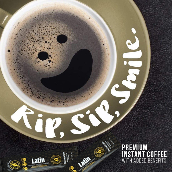 TLC IASO Café Latin Style: Premium Gourmet Coffee Sachets 100%-Organic Chaga Extract. Caramel Flavor (20 sachets, 25mg each)