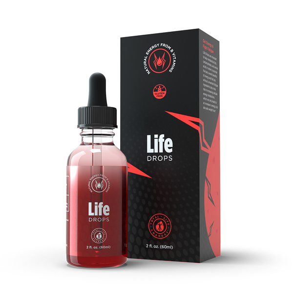 TLC IASO Life Drops Energy Booster: Cellular Metabolism Energy Supplement | Vitamin B12 Vitamin B5 | 2 Fl Oz | 60ml