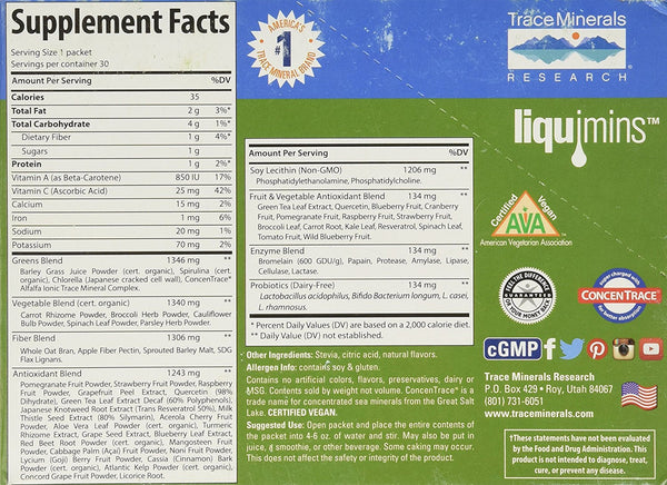 Trace Minerals Research PGG02 - Greens Pak, 30 Packets (Berry)