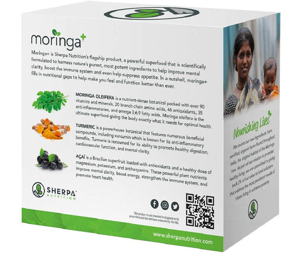 Moringa Oleifera Super Mix Powder - Moringa Organic Powder Detox Dietary Supplement With Curcumin Turmeric Powder Healthy Superfood Smoothie Drink Mix (30 Packets)