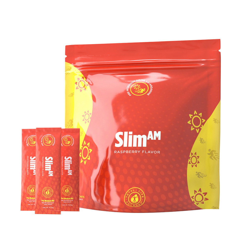 TLC IASO Slim AM Dietary Supplement Non-Caffeinated Raspberry Drink Mix, Made with L-Arginine & Natural Flavors (3g)