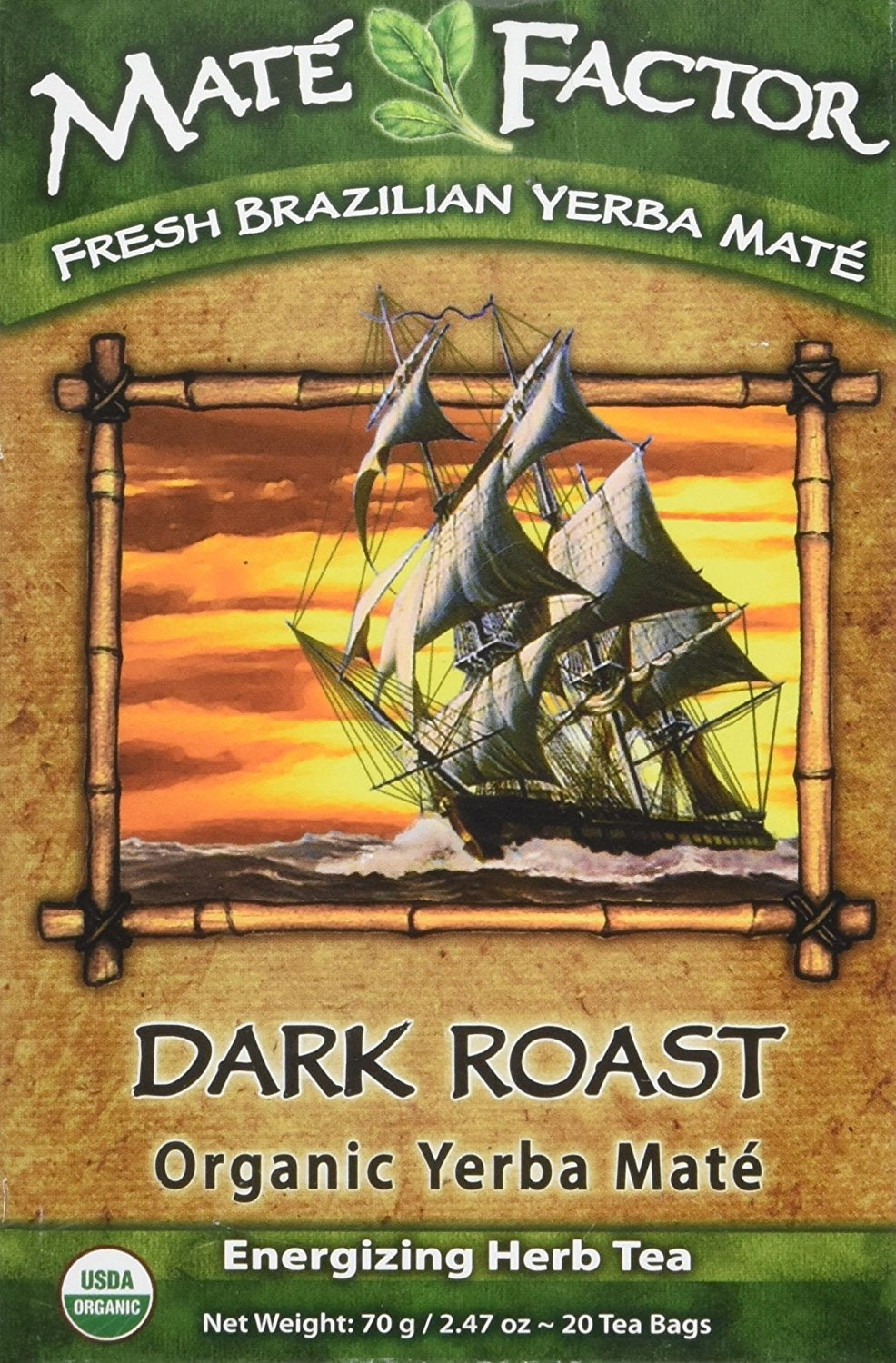 The Mate Factor Organic Yerba Mate Dark Roast -- 20 Tea Bags