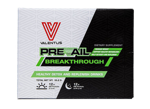 Valentus Prevail Breakthrough Healthy Detox and Replenish Drinks AM/PM 24 Packets