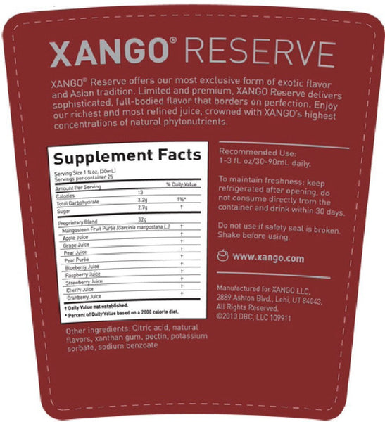 XANGO RESERVE / Mangosteen Juice, 1 case (4 bottles)