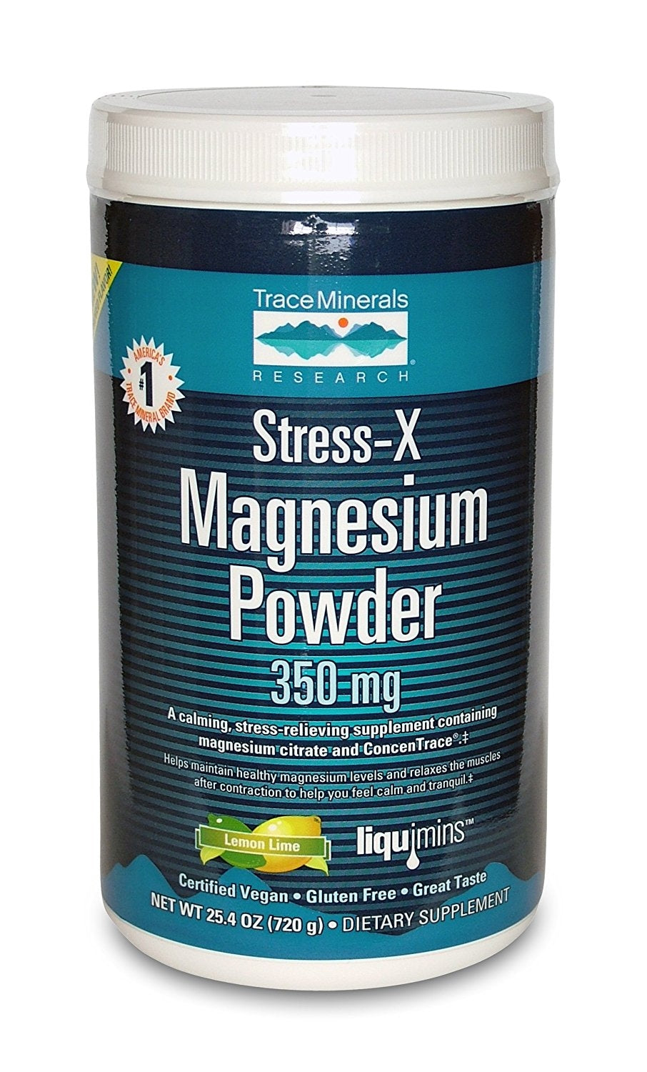 Trace Minerals Research, Stress-X Magnesium Powder, Lemon Lime 350mg, 17.6-Ounce